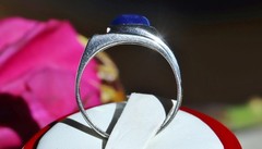 10k w/gold sz 10 ring 2.19c blue star lab created sapphire natural diamond 5.85g