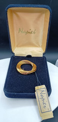 Vintage Napier Brooch Gold Tone Love Knot 1.25″ In Box