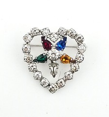 Rhinestone Brooch Central Star Blue Yellow Red Green & White Stones J18-4051