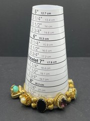 Vintage Corocraft Gold Tone Victorian Gemstone Sliding Charm Bracelet Sz 8.75