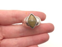 Vintage Sterling Silver Signed SHUBE Southwestern Style Jasper Tapered Ring sz 9