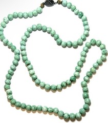 VTG CHINESE EXPORT VICTORIA IMARI STONE Hand Knotted Sterling Silver NECKLACE
