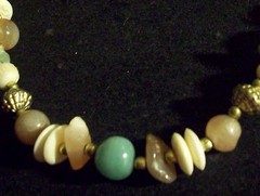 Vintage Chunky Semi Precious Stone, Glass, Plastic & Metal Beaded Necklace 16.5″
