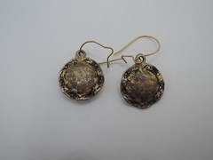Gold Tone Drop Earrings with Floral Painted Porcelain Drops, 1970-’80s