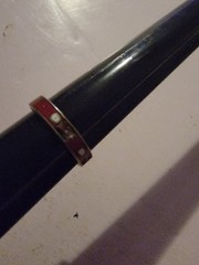 Copper Enamel Hand Painted Cloisone Ring Size 7.5 Red Symbols