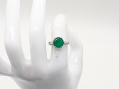 Vintage 1940s $10,000 3.50ct Round Colombian Emerald Diamond Platinum Ring