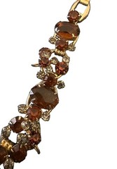 STUNNING Vintage 1960s Juliana Topaz Amber Rhinestone Bracelet D&E unmarked
