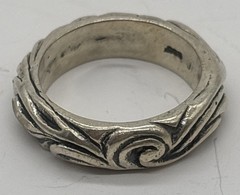 Vintage Sterling Silver EXEX Claudia Agudelo Scroll Band Ring Sz 8 9.5 Grams