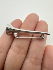 Vintage sterling silver hunting horn brooch pin