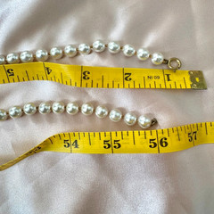 Vintage 56″ Long Faux Pearl AB Crystal Rope Necklace Gold Tone Aurora Borealis