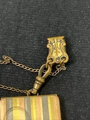 Vintage MH & company Marathon Gold Multi striped Rectangular locket Signed