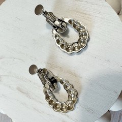 Napier Vintage Twisted Door Knocker Style Screw back Clip Earrings Silver Tone