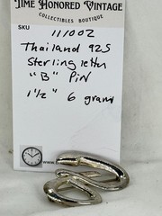 Letter B Sterling Silver Vintage 925 Initial Pin Brooch Thailand 6 grams