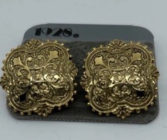Vintage 1928 Brand Romantic Dimensional Goldtone Stud Button Earrings