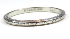 Antique Art Deco Unisex 1920’s Belais Wedding Band 18KW Ring Sz 9.25 UK-S 1.94MM