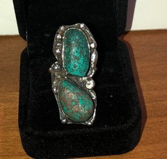Native American Turquoise Sterling Silver Ring Old Pawn Antique Navajo 7.5