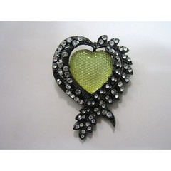VTG Silver Tone Heart Rhinestone Brooch Boho Art Deco Cottagecore Whimsigoth