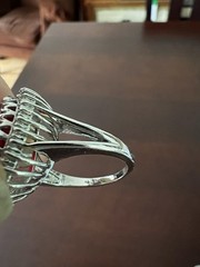 Vintage 925 Sterling Silver Large Red Oval Halo Cocktail Statement Ring Size 8