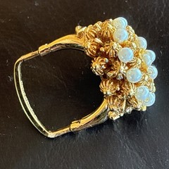 Vendome White Pearl Adjustable Mid Century Brutalist Cocktail Ring