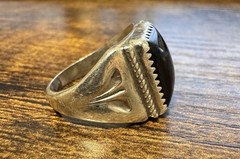 Vintage Southwestern American Sterling Silver & Onyx Ring Size 8.5 – Heavy