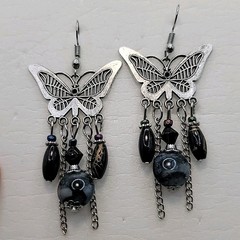 Vintage Butterfly Charm Earrings with Dangles Pierced Earrings