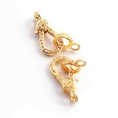 1 PC Pave Diamond Lobsters Over Yellow Gold – Double Sided Diamond Clasp 21mmx10