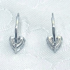 Vtg Sterling Silver 925 Clear Cubic Zirconia Heart Earrings Lever Back
