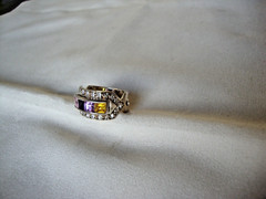 VINTAGE PINK TOPAZ AMETHYST LAVENDER TOPAZ CITRINE WHITE TOPAZ SILVER 925 RING