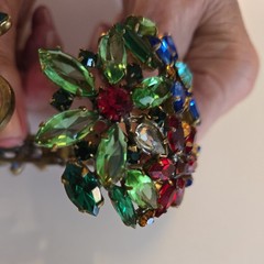 Miriam Haskell Floral Rhinestone Clamp bracelet.