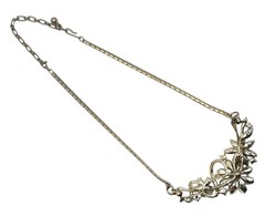 Vintage Corocraft Necklace Rhinestone Flowers Pastel Floral Signed Jewelry