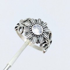 Vintage Elegant RING Silver 925 with Chic Bright Stone -size: 9.5US (19mm) | #2