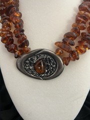 Vintage Hand-Tied Baltic Amber Beaded Two Strand Necklace, Olga Kharlan – A195