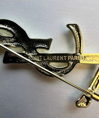 YSL – Yves Saint Laurent – Large Crocodile Logo Brooch – European GWP Pin