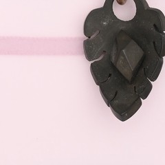 Antique Victorian Upcycled Vulcanite Feather Gold Filled T-Bar Pendant