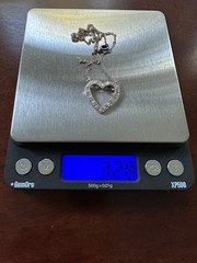 Antique Vintage Diamond Heart Pendant 14k White Gold