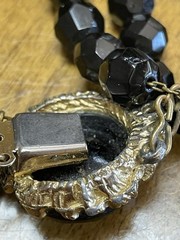 Vintage Black Faceted Glass Bead Necklace & Bracelet. MC. 150g