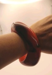 Vtg 1980s Heavy Flamy Swirled Flame Red and Black Lucite Plastic Bangle Y2K Era