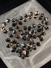 Vintage Lucite Faceted Black Aurora Necklace Mid Century Decorative Clasp 19″