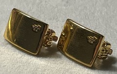 Vintage Ralph Lauren RLL Gold Clip Earrings Rectangle Minimalist 0.75”