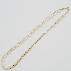 Choker Polished Rice Pearl Gold Tone Braided Chain Pearl Necklace Korea 16 Inch