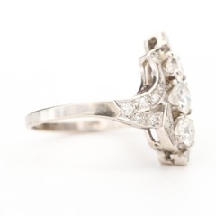 Vintage Old European Cut Diamond Cluster And Yellow Gold Ring ART DECO DESIGN