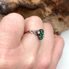 1950s Vintage 14K Rose Gold With Man Made Stones Ring (Size 6.5) (R41G)