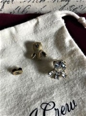 J.Crew Clear Glass Crystal Signed Pierced Ear Post-Back Earrings – Lightweight!