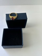 Vintage Red Cubic Zirconia Ring Gold Plated Womens Size 6.5