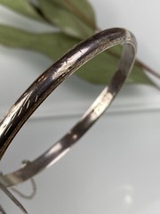 Vtg Sterling 925 Solid Silver Hinged Bangle 6.75″ Bracelet 5.2mm Signed TOB 6.8g