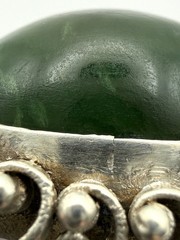 Vintage Soviet filigree ring made of nickel silver with Jade.Size-8.