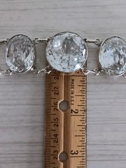 Sterling Silver Large Faceted Clear Crystal Round Link Bracelet Heavy 6 3/4″-8″
