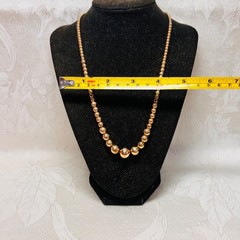 NECKLACE vintage goldtone metal graduated beads chain spring ring clasp 19 1/4″
