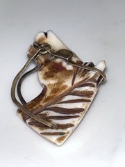Vintage Horse Head Equestrian Pendant Carved Mother Of Pearl/Ivory/Elk Ant Brass