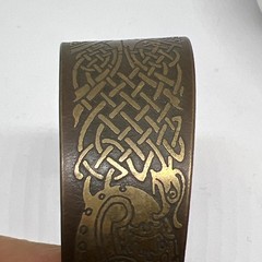 Vintage Celtic Knot Brass Cuff Bracelet Viking Norse Dragon Longship Wide Band